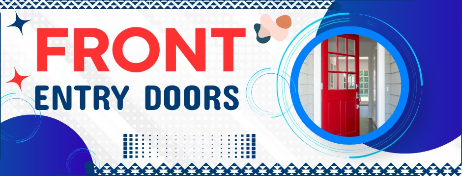 Modern front entry door banner showing classic red door design, perfect for Charlotte NC home renovations