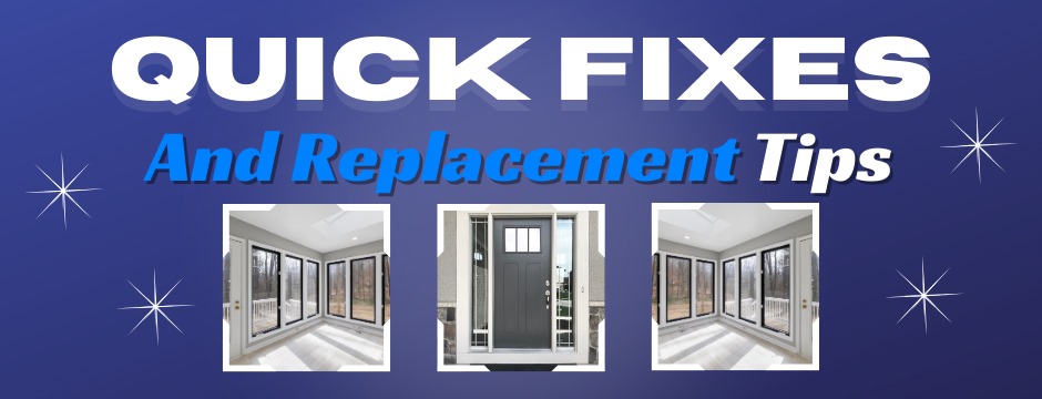 Quick fixes and replacement services banner showing modern windows and door installations in Charlotte NC