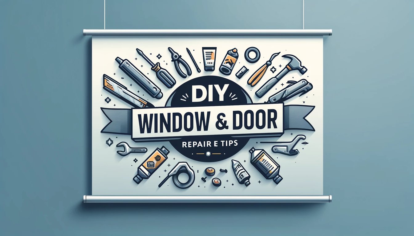 DIY window and door repair tools diagram showing essential maintenance equipment and supplies for home repairs in Charlotte