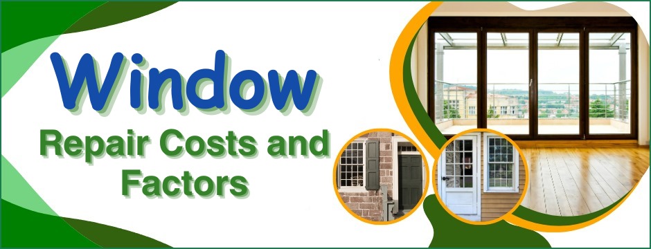Window repair and replacement cost guide banner showing different window styles and installations in Charlotte