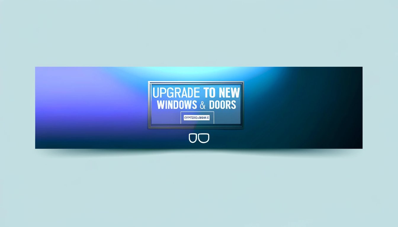 Professional window and door upgrade services banner with modern blue gradient design for Charlotte home improvements