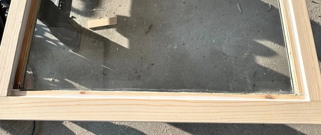 Restored window sash: Witness the impressive transformation of a previously rotted window sash through our expert restoration process, showcasing its renewed beauty and durability with new pine wood.