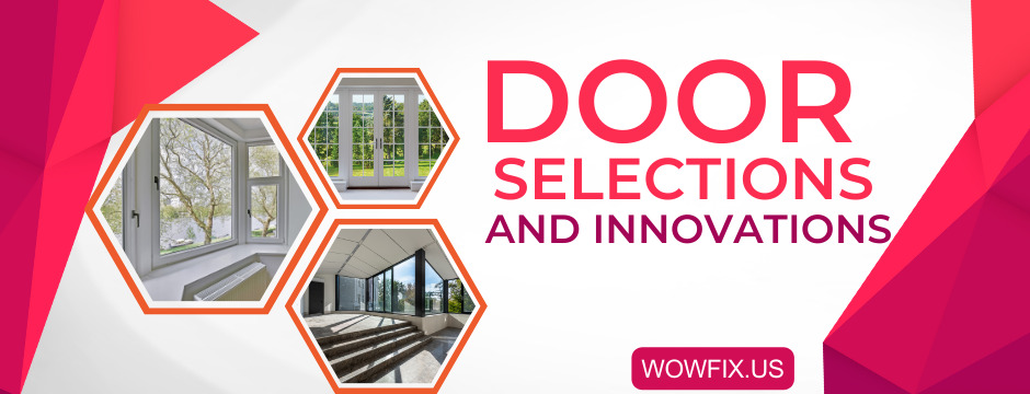 Modern door and window selections showcase featuring casement windows, glass entrances, and custom installations by WOWFIX